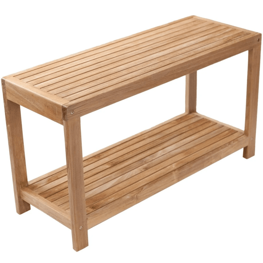 Teak Bath/Spa Bench With Lower Shelf - Santori - Teak HQ™