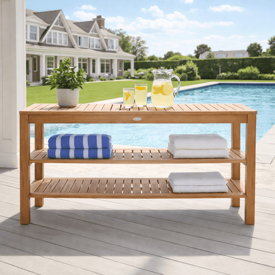 Teak Console Table With Shelves - Admiral - Teak HQ™