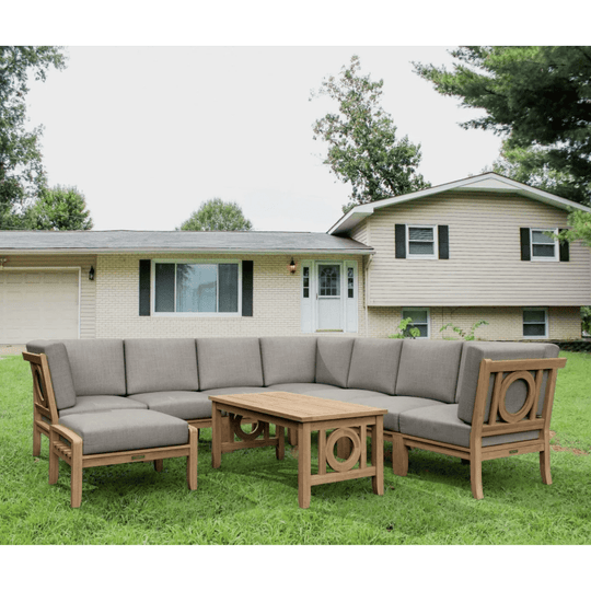 Teak Conversation Set - Natsepa 9 - Piece Sectional Set - Teak HQ™