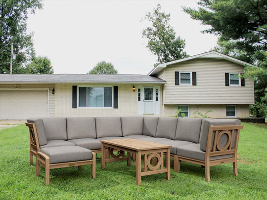 Teak Conversation Set - Natsepa 9 - Piece Sectional Set - Teak HQ™