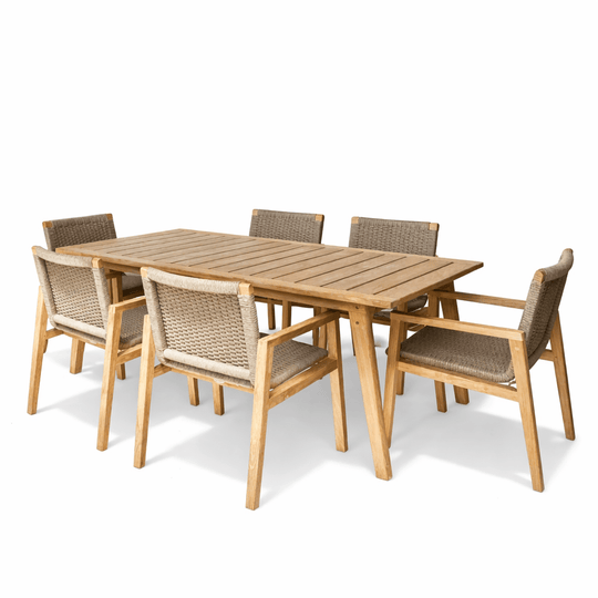 Teak Dining Table Set - Admiral Table w/ 6 Chairs - Teak HQ™