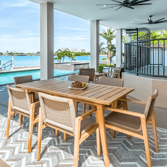 Teak Dining Table Set - Admiral Table w/ 6 Chairs - Teak HQ™