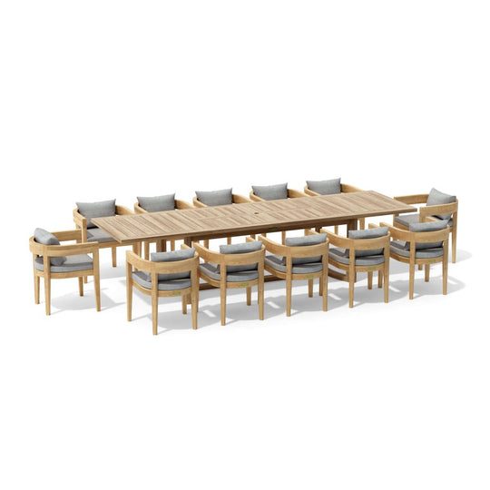 Teak Extendable Dining Table and Chairs (12) - Coronado - Teak HQ™