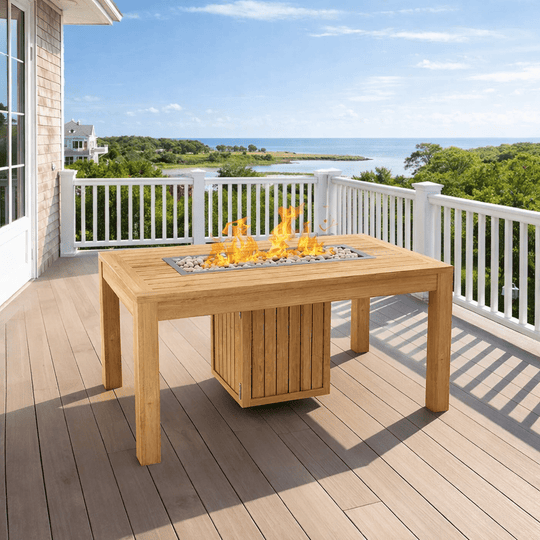 Teak Firepit Table (60" Long Rectangle) - Firenze - Teak HQ™