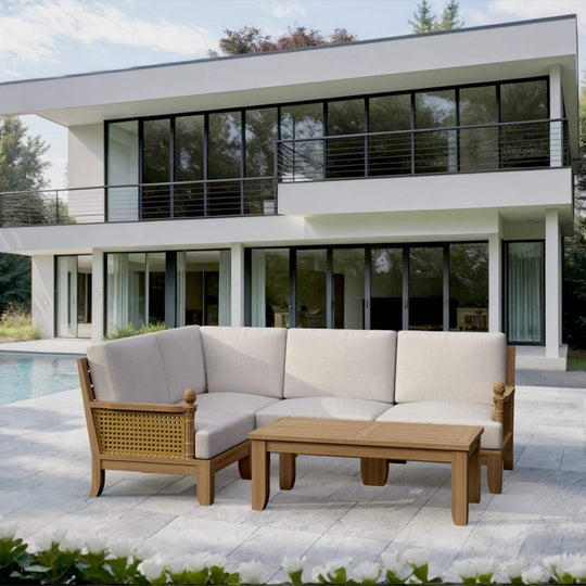 Teak Garden Furniture - Luxe 5 - Piece Sectional Set - Teak HQ™