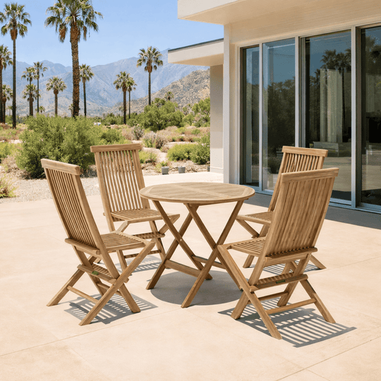 Teak Garden Table and Chairs Set - Windsor (Table) & Classic (4 Chairs) - Teak HQ™