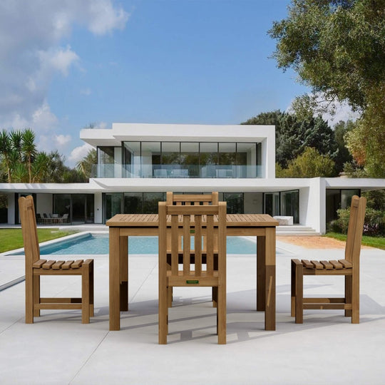 Teak Garden Table and Chairs - Windsor (Table) & Classic (4 Chairs) - Teak HQ™