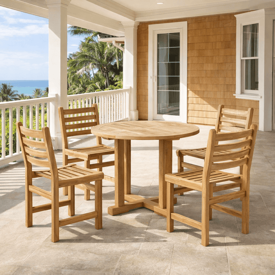 Teak Kitchen Table and Chairs - Montage (Table) & Windham (4 Chairs) - Teak HQ™
