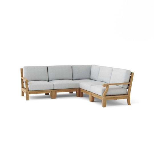 Teak Lounge Furniture - Riviera 5 - Piece Sectional Set - Teak HQ™