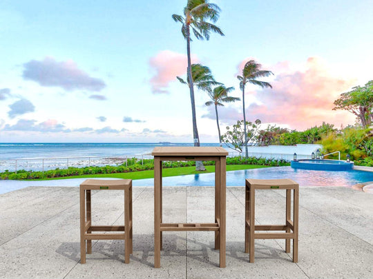 Teak Outdoor Bar Set - Avalon (Table) & Montego (2 Bar Stools) - Teak HQ™