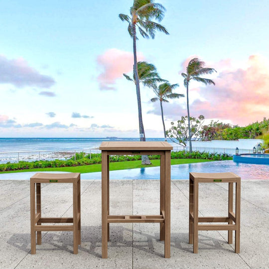 Teak Outdoor Bar Set - Avalon (Table) & Montego (2 Bar Stools) - Teak HQ™