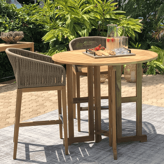 Teak Outdoor Bistro Set - DropLeaf (Table) & Malibu (2 Chairs) - Teak HQ™
