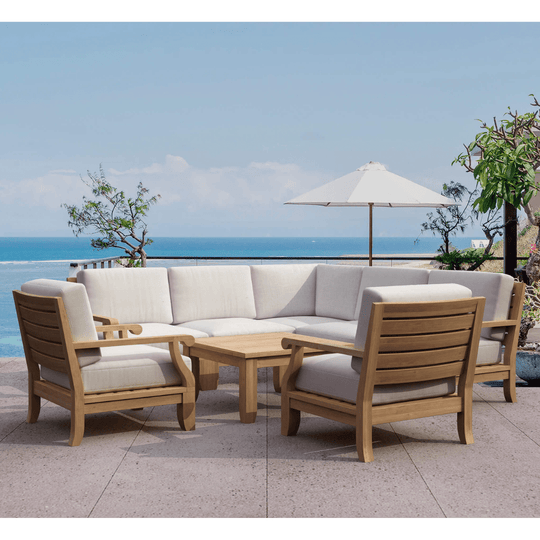 Teak Outdoor Corner Lounge Set - Riviera 8 - Piece Modular Set - Teak HQ™