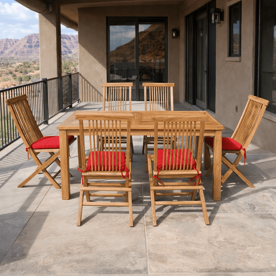 Teak Outdoor Dining Furniture - Montage (Table) & Bristol (6 Chairs) - Teak HQ™