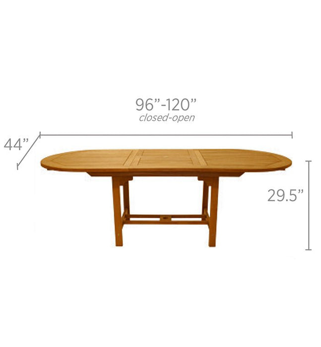 Teak Outdoor Dining Table for 10 (120" Long Oval) - Family - Teak HQ™