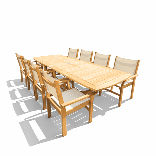 Teak Outdoor Dining Table Set - Gala (Table) & Captiva (8 Chairs) - Teak HQ™