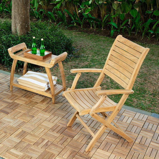 Teak Outdoor Patio Folding Chair With Arm Rests - Portico - Teak HQ™