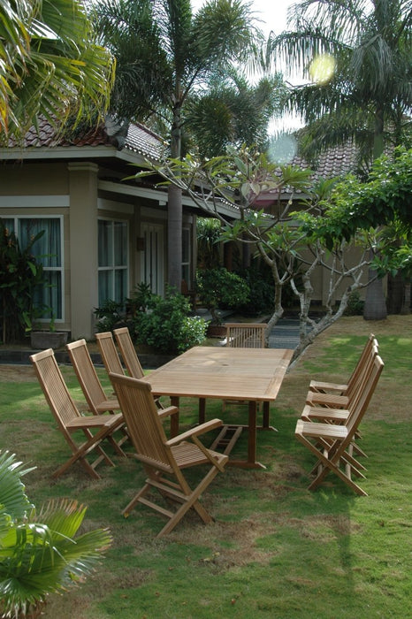 Teak Patio Dining Table and Chairs - Valencia (Table) & Classic (10 Chairs) - Teak HQ™