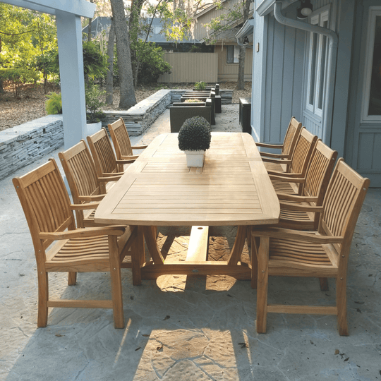 Teak Patio Table / Chairs - Gala (Table) & Compass (8 Chairs) - Teak HQ™