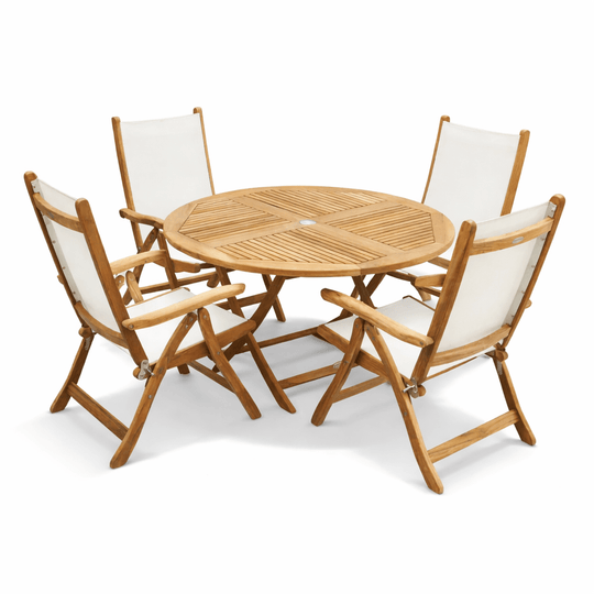 Teak Patio Table With Chairs - Sailor (Table) & Florida (4 Chairs) - Teak HQ™