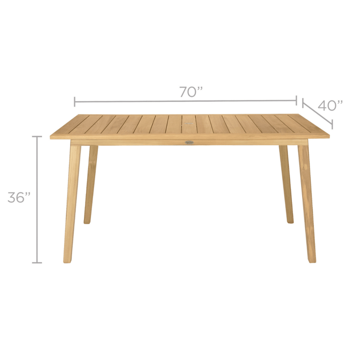 Teak Pedestal Table (70" Long Rectangle) - Admiral - Teak HQ™