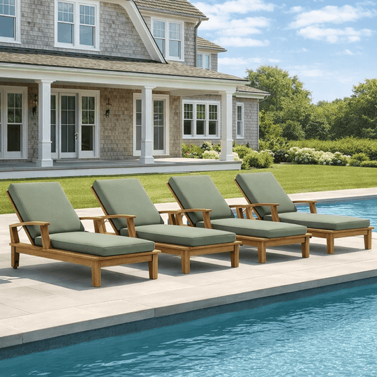 Teak Pool Chairs Set - Brianna 4 - Piece Lounger Set - Teak HQ™