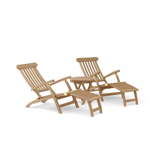 Teak Pool Furniture - Royal 3 - Piece Steamer Set - Teak HQ™