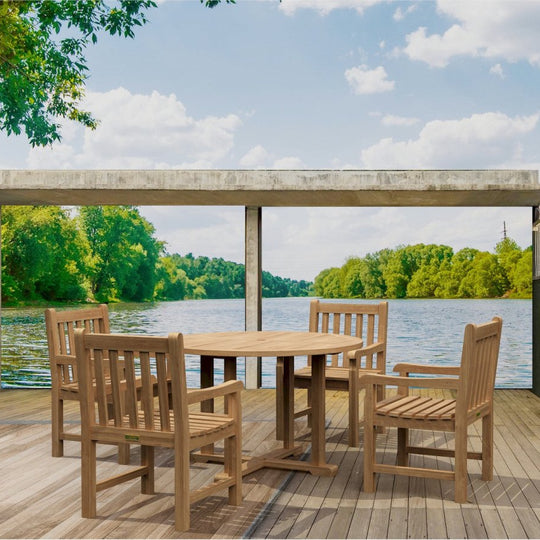 Teak Round Dining Set - Tosca (Table) & Classic (4 Chairs) - Teak HQ™