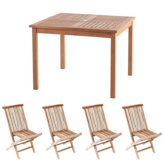 Teak Square Dining Table With 4 Chairs (Monaco) - Teak HQ™