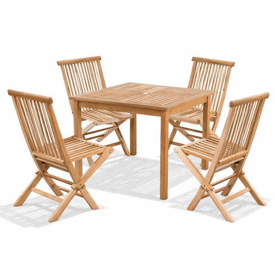 Teak Square Dining Table With 4 Chairs (Monaco) - Teak HQ™