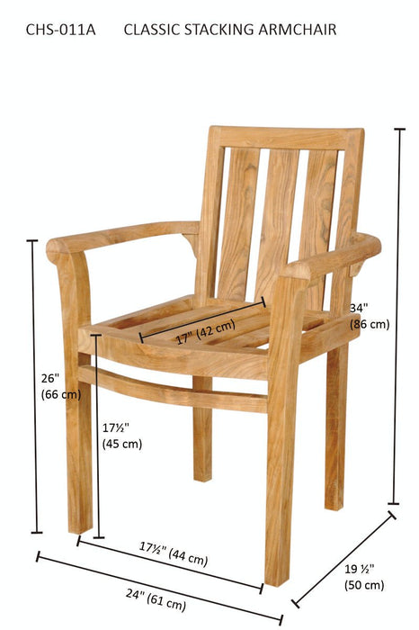 Teak Stacking Chairs (Set of 4) - Classic - Teak HQ™
