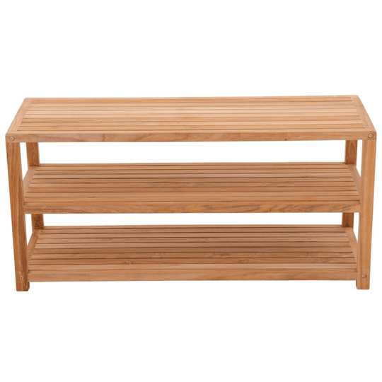 Teak Storage Spa Bench With 2 Lower Shelves - Horizon - Teak HQ™