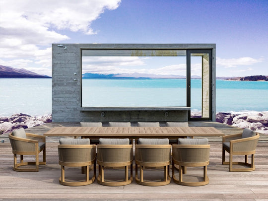 Teak Table and Chairs Set - Catania Table w/ 10 Chairs - Teak HQ™