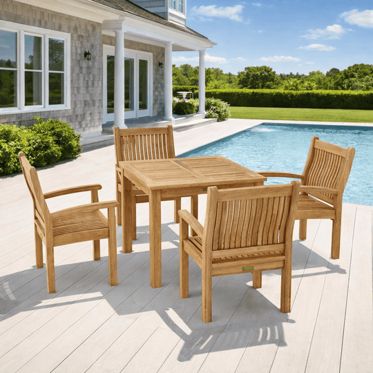 Teak Wood Bistro Set - Bahama (Table) & Sahara (4 Chairs) - Teak HQ™