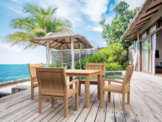 Teak Wood Bistro Set - Bahama (Table) & Sahara (4 Chairs) - Teak HQ™