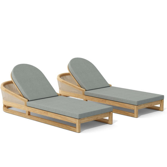 Teak Wood Chaise Lounge Chairs - Catania 2 - Lounger Set - Teak HQ™