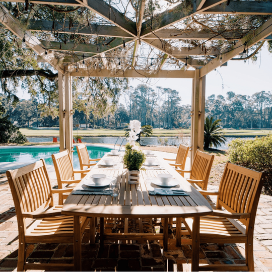 Teak Wood Dining Set - Family (Table) & Compass (6 Chairs) - Teak HQ™
