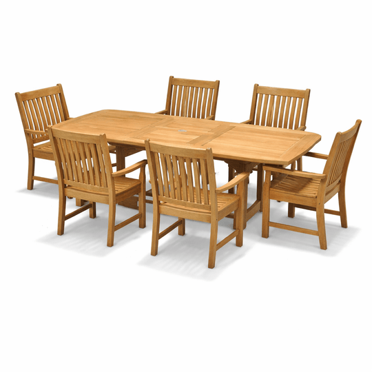 Teak Wood Dining Set - Family (Table) & Compass (6 Chairs) - Teak HQ™
