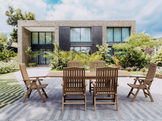 Teak Wood Dining Table + 6 Chairs - Bahama (Table) & Katana (Chairs) - Teak HQ™
