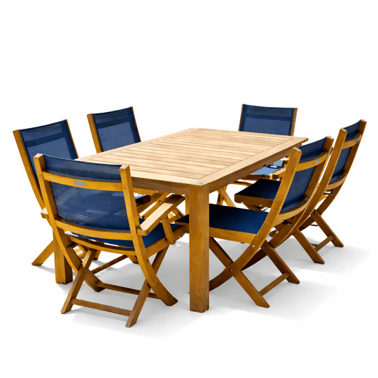 Teak Wood Dining Table With 6 Chairs - Comfort (Table) & Sailmate (Chairs) - Teak HQ™