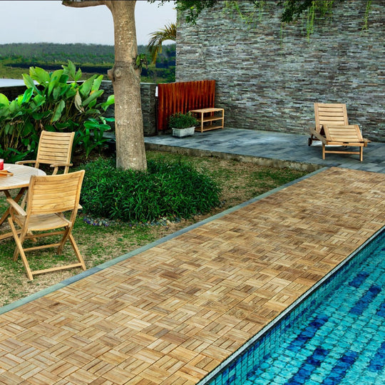 Teak Wood Interlocking Tiles (10 Sq Ft) - Terracea - Teak HQ™