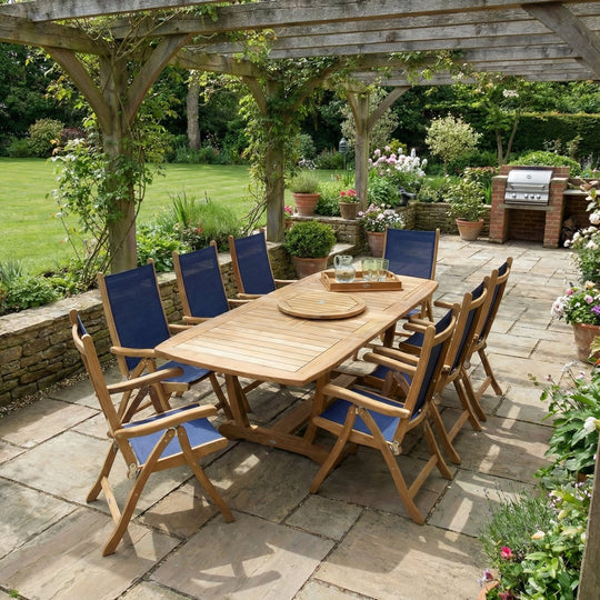 Teak Wood Patio Dining Set - Gala (Table) & Florida (8 Chairs) - Teak HQ™