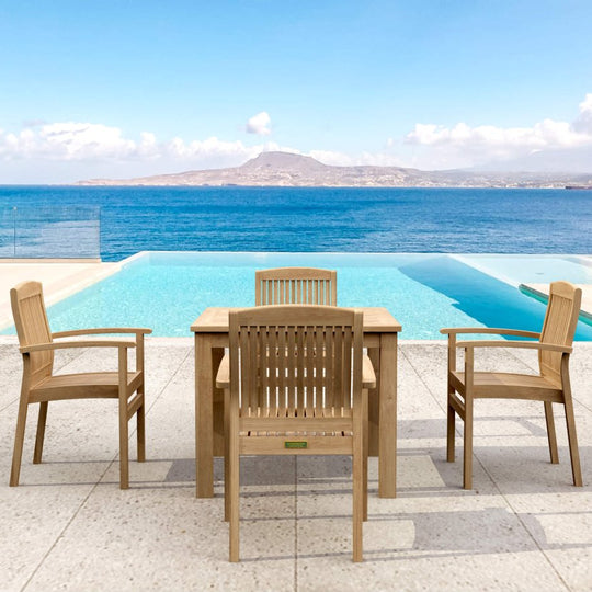 Teak Wood Table Set - Bahama (Table) & Sahara (4 Chairs) - Teak HQ™