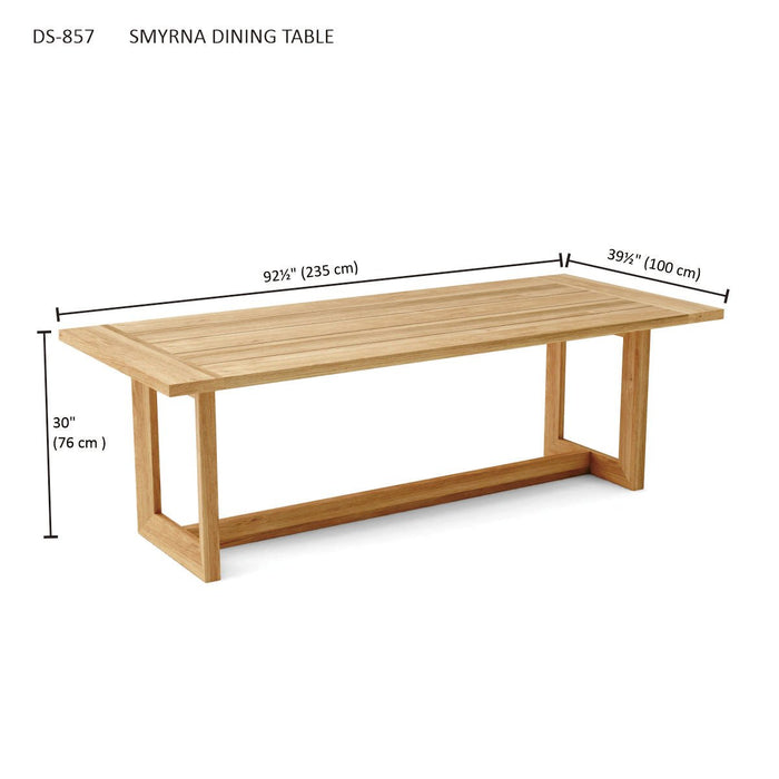 Wooden Teak Table (92.5" Long Rectangle) - Smyrna - Teak HQ™