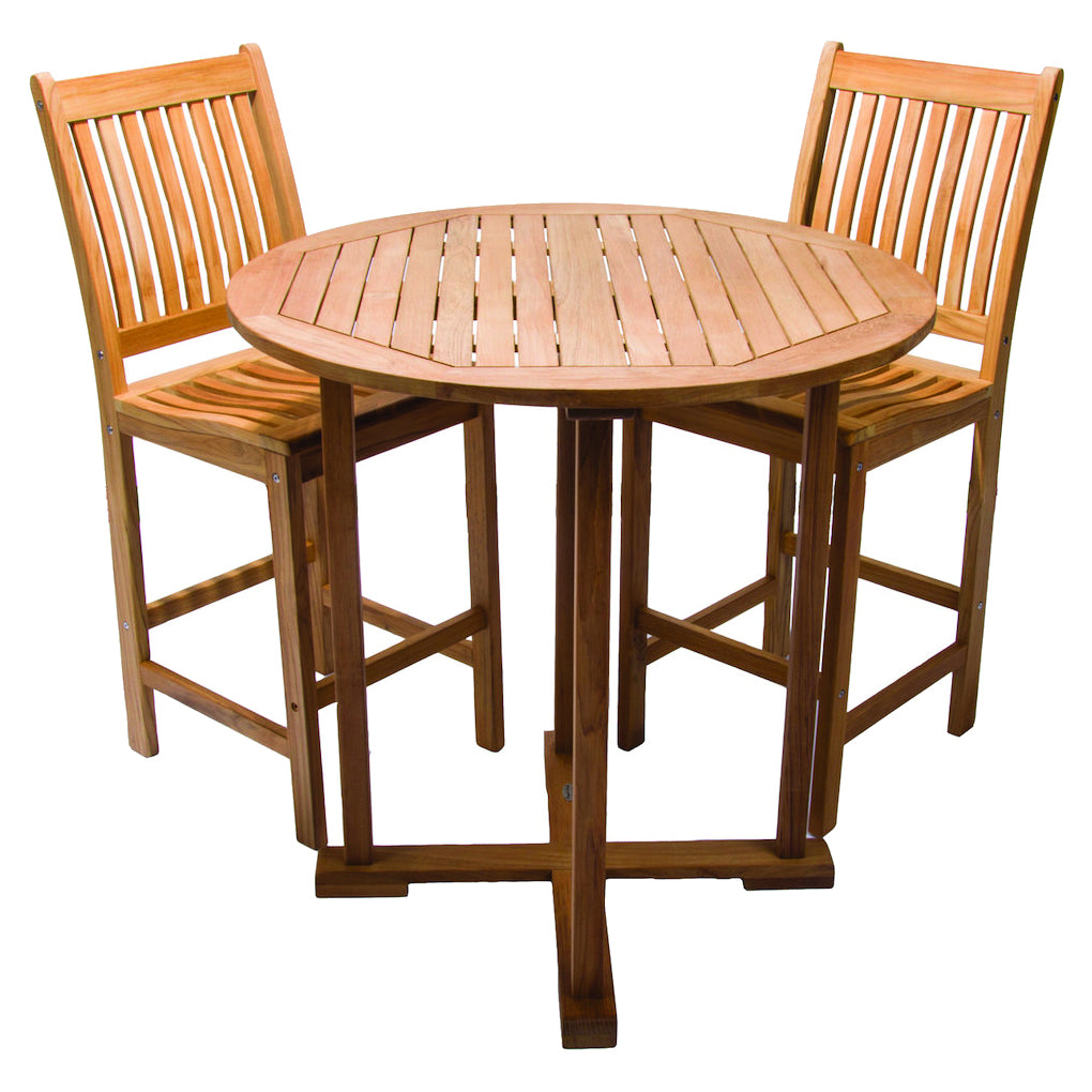 Teak High Top Table and Chairs (Img 2)