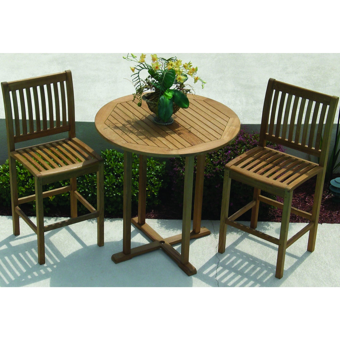 Royal Teak Bar Table Set with 2 Bar Chairs
