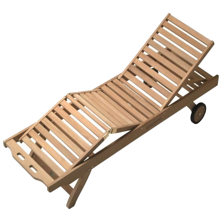 Sun Bed Teak Rolling Lounge Chair