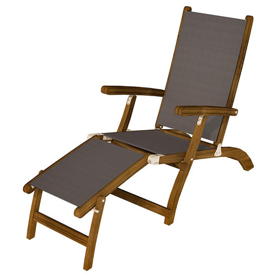 Royal Teak Folding Steamer Lounge Chair with Picnic Side Table