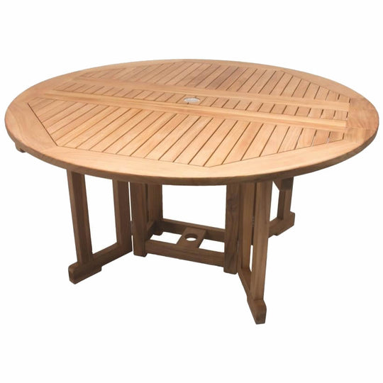 Round Teak Dining Table and Chairs - DropLeaf (Table) & Avant (8 Chairs) - Teak HQ™