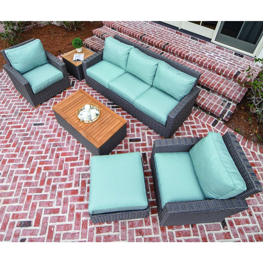 Teak and Wicker Outdoor Furniture - Sanibel 6 - Piece Set - Teak HQ™
